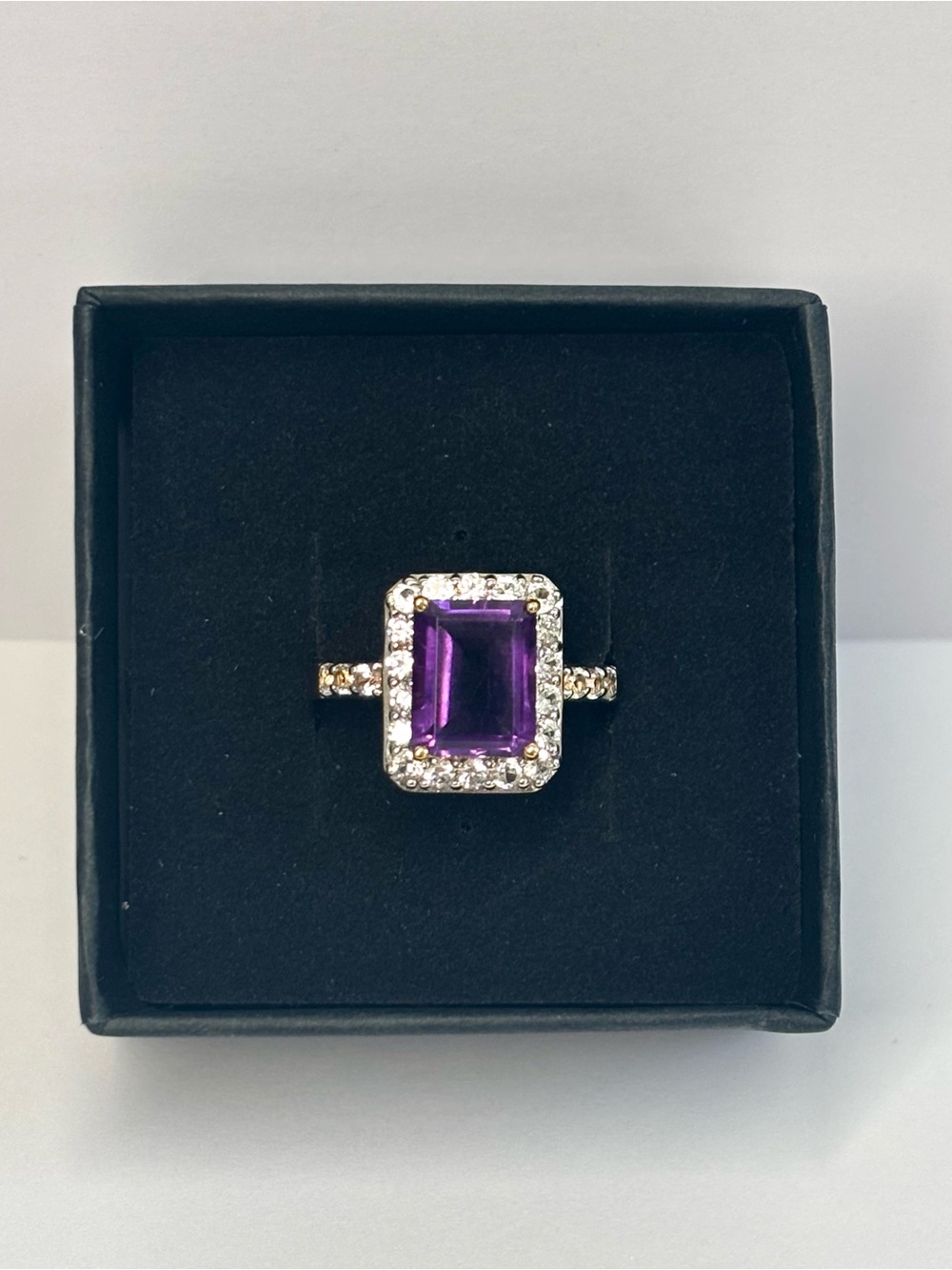 18k Gold-over-Silver Amethyst Ring